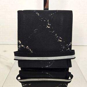 Chanel Black Nylon Bifold Wallet Unisex Vintage Old Travel Line